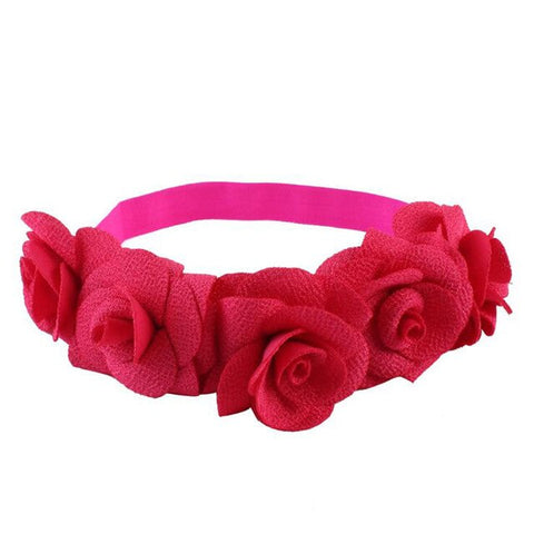 1 PC Cute Kids Flower Crown Headbands Newborn Party Roes Floral Tiara Headwear Kids Hair Bands Accessories