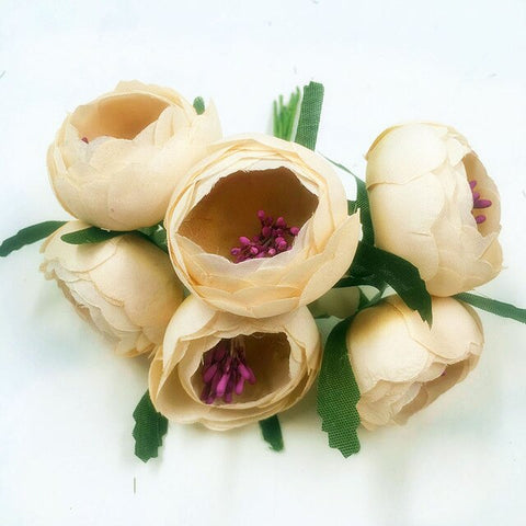 6 PCS (5 cm/flower) artificial silk camellia spathe wedding bouquet vase decoration style restoring ancient ways of DIY garland