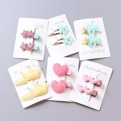 1Pack=2PCS Hot Sale Children New Hair Clips Cute Crown Flowers Safety Barrettes BB Clip Little Girls Gifts Kids Hair Accessories