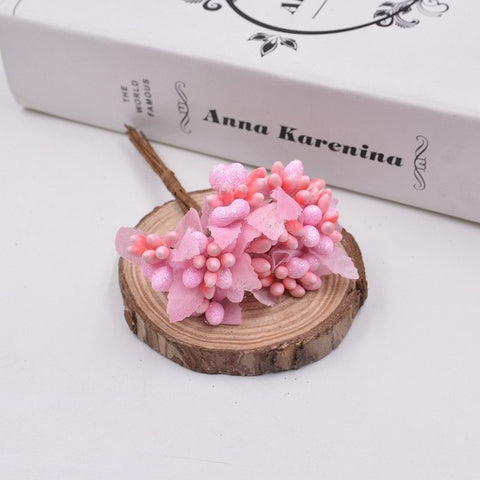 10pcs Berry Artificial bright Stamen Handmade Flower For Wedding Home Decoration Pistil DIY Scrapbooking Garland Box Fake Flower