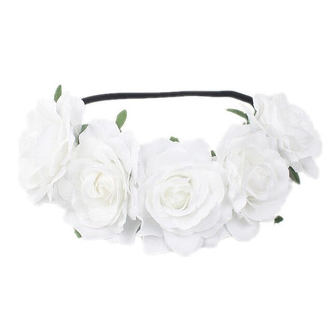 AWAYTR Wedding Flower Crown Head Band Women Wedding Floral Head Wreath Bridesmaid Bridal Headpiece Female Flower Headband