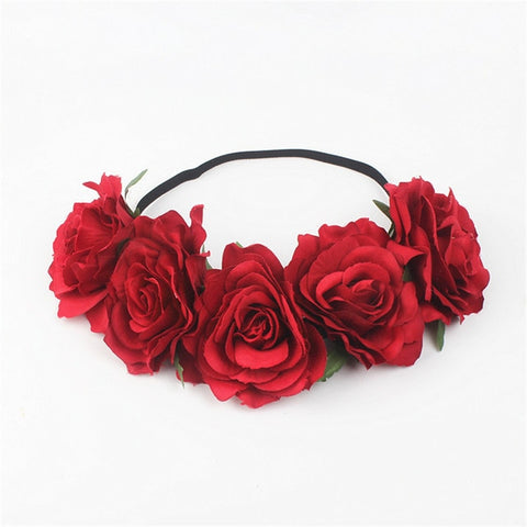 AWAYTR Wedding Flower Crown Head Band Women Wedding Floral Head Wreath Bridesmaid Bridal Headpiece Female Flower Headband