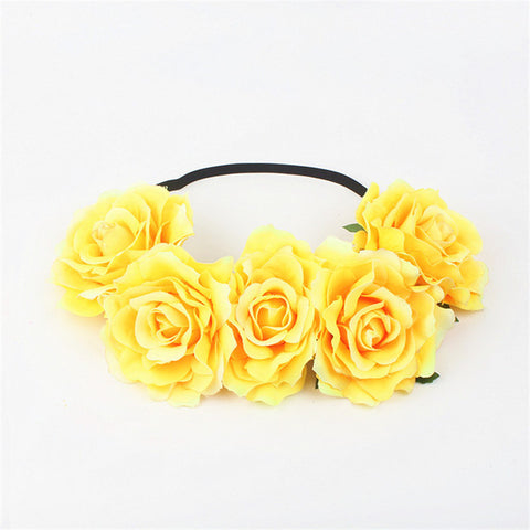 AWAYTR Wedding Flower Crown Head Band Women Wedding Floral Head Wreath Bridesmaid Bridal Headpiece Female Flower Headband