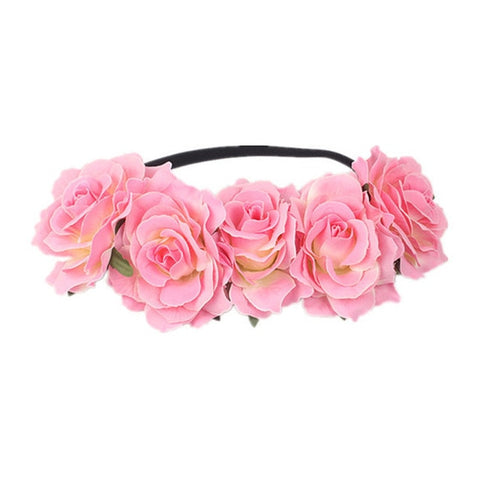 AWAYTR Wedding Flower Crown Head Band Women Wedding Floral Head Wreath Bridesmaid Bridal Headpiece Female Flower Headband