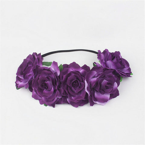 AWAYTR Wedding Flower Crown Head Band Women Wedding Floral Head Wreath Bridesmaid Bridal Headpiece Female Flower Headband