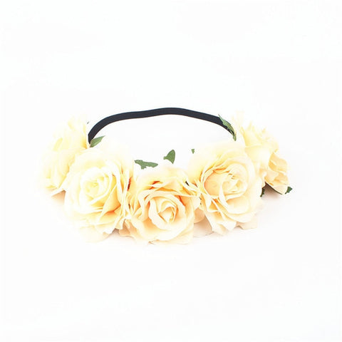 AWAYTR Wedding Flower Crown Head Band Women Wedding Floral Head Wreath Bridesmaid Bridal Headpiece Female Flower Headband