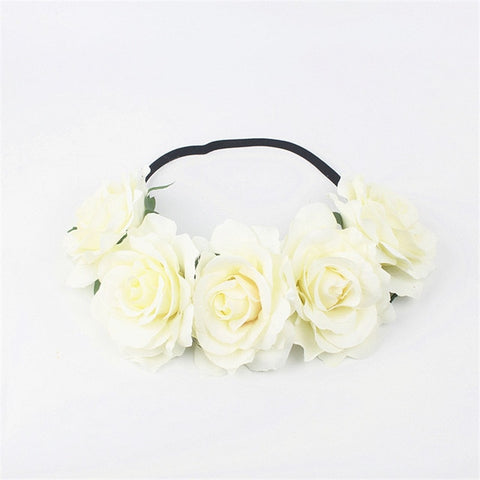 AWAYTR Wedding Flower Crown Head Band Women Wedding Floral Head Wreath Bridesmaid Bridal Headpiece Female Flower Headband