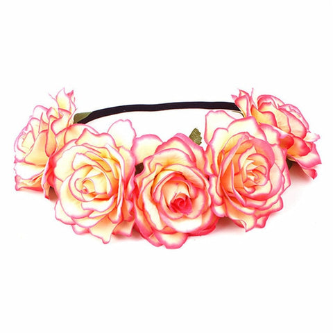 AWAYTR Wedding Flower Crown Head Band Women Wedding Floral Head Wreath Bridesmaid Bridal Headpiece Female Flower Headband