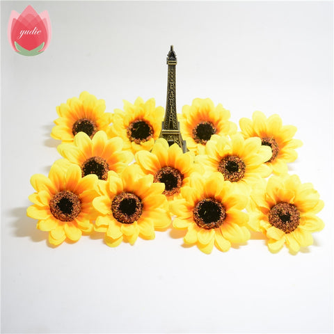 10pcs Large Silk Sunflower Handmade Artificial Flowers Head For Wedding Box Decoration DIY Garland Decorative Floristry Flowers