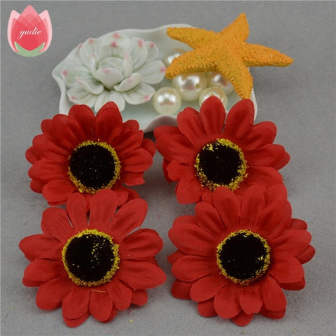 10pcs Large Silk Sunflower Handmade Artificial Flowers Head For Wedding Box Decoration DIY Garland Decorative Floristry Flowers