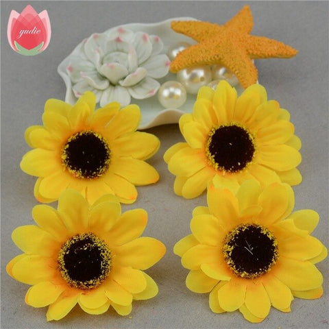 10pcs Large Silk Sunflower Handmade Artificial Flowers Head For Wedding Box Decoration DIY Garland Decorative Floristry Flowers