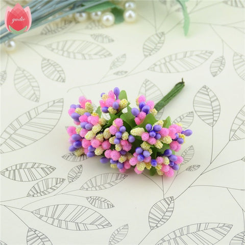 2017 12pcs Berry Artificial Stamen Handmade Flower For Wedding Home Decoration Pistil DIY Scrapbooking Garland Craft Fake Flower