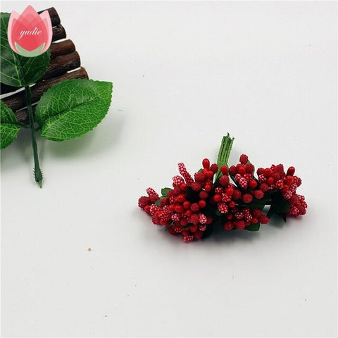 2017 12pcs Berry Artificial Stamen Handmade Flower For Wedding Home Decoration Pistil DIY Scrapbooking Garland Craft Fake Flower