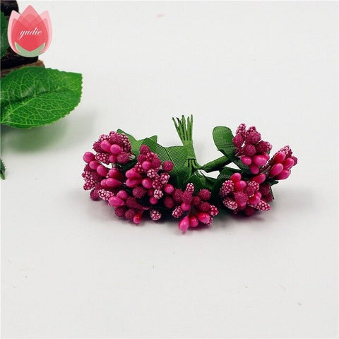 2017 12pcs Berry Artificial Stamen Handmade Flower For Wedding Home Decoration Pistil DIY Scrapbooking Garland Craft Fake Flower