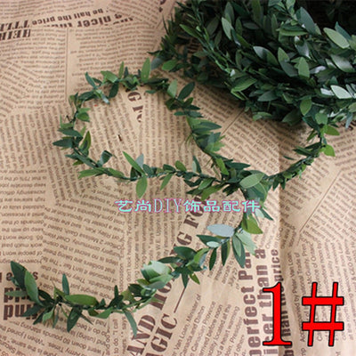 2m Artificial Green Flower Nylon iron wire Leaves Rattan DIY Garland Accessory For Wedding Decoration Artificial Scrapbooking