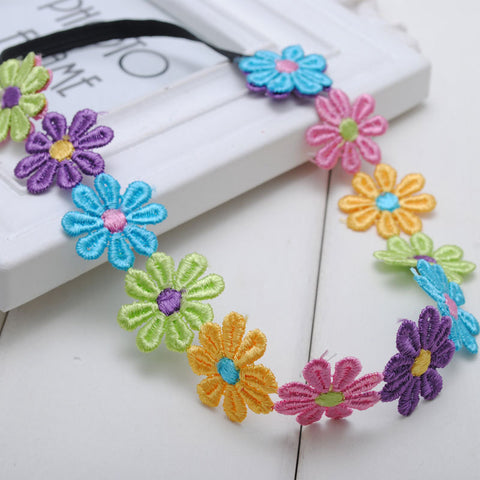 1 Pc Boho Style Multi Colored Flowers Crown Daisy Baby Girls Headbands Hippie Music Festival Wear Children Hair Accessories