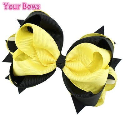 5.5 Inches Yellow and Black Hair Bows Girls Hair Clip Hairpins Flower Headband 2017 Cute Headwear For Girls Hair Accessories