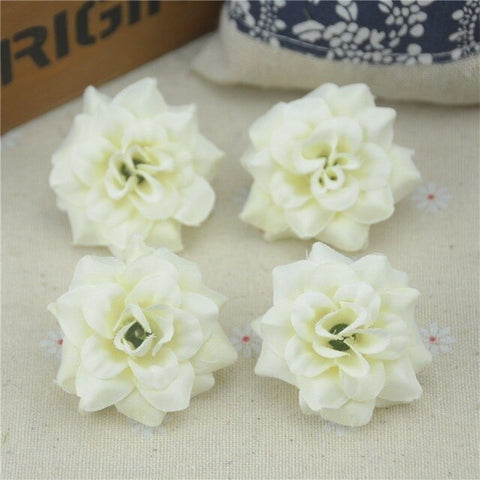 10Pcs 3 Layer Gold Handmade Mini Artificial Silk Rose Flowers Heads DIY Scrapbooking Garland Fake Flower For Wedding Decorative