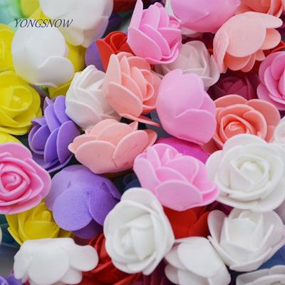 50pcs/lot 3.5 cm Mini Artificial PE Foam Rose Flower Head For Wedding Decoration DIY Scrapbooking Garland Gift Box Flowers