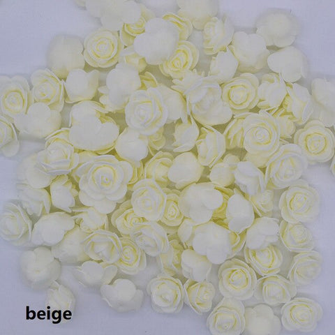 50pcs/lot 3.5 cm Mini Artificial PE Foam Rose Flower Head For Wedding Decoration DIY Scrapbooking Garland Gift Box Flowers