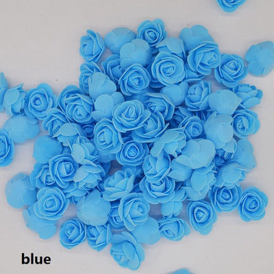 50pcs/lot 3.5 cm Mini Artificial PE Foam Rose Flower Head For Wedding Decoration DIY Scrapbooking Garland Gift Box Flowers