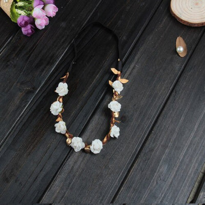 New Fashion Lovely Girl Boy Rose Flower Wreath Gold Crown Headband Floral Garlands Hairband Headdress Hair Accessories