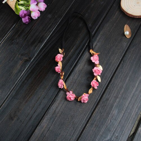 New Fashion Lovely Girl Boy Rose Flower Wreath Gold Crown Headband Floral Garlands Hairband Headdress Hair Accessories