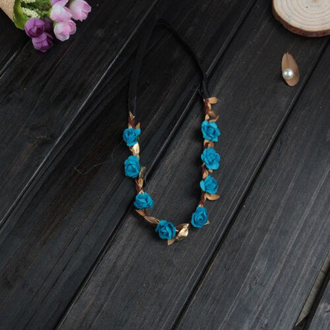 New Fashion Lovely Girl Boy Rose Flower Wreath Gold Crown Headband Floral Garlands Hairband Headdress Hair Accessories