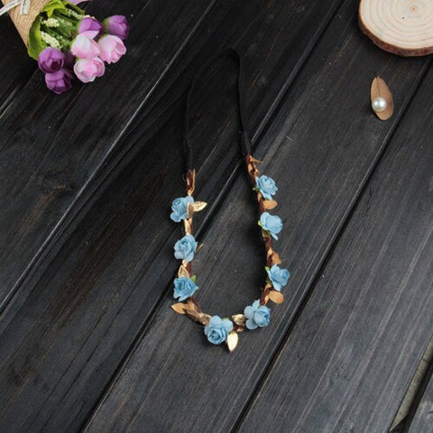 New Fashion Lovely Girl Boy Rose Flower Wreath Gold Crown Headband Floral Garlands Hairband Headdress Hair Accessories