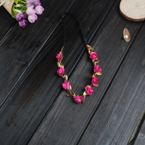 New Fashion Lovely Girl Boy Rose Flower Wreath Gold Crown Headband Floral Garlands Hairband Headdress Hair Accessories