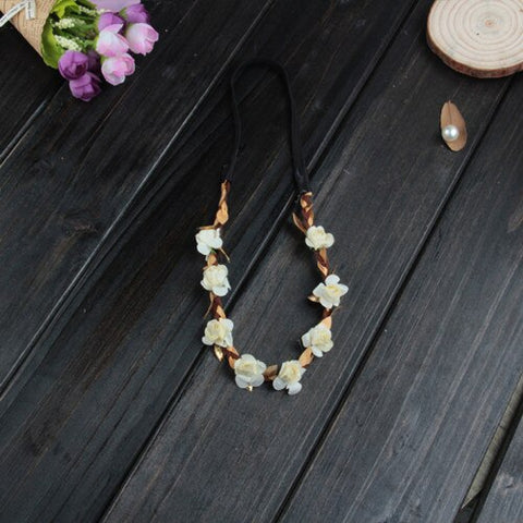 New Fashion Lovely Girl Boy Rose Flower Wreath Gold Crown Headband Floral Garlands Hairband Headdress Hair Accessories