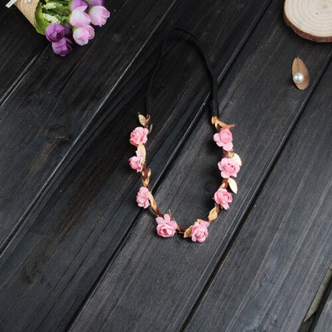 New Fashion Lovely Girl Boy Rose Flower Wreath Gold Crown Headband Floral Garlands Hairband Headdress Hair Accessories