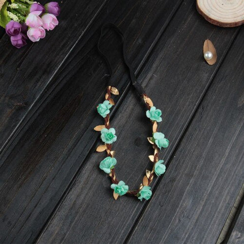 New Fashion Lovely Girl Boy Rose Flower Wreath Gold Crown Headband Floral Garlands Hairband Headdress Hair Accessories