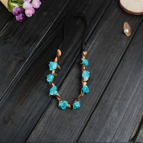 New Fashion Lovely Girl Boy Rose Flower Wreath Gold Crown Headband Floral Garlands Hairband Headdress Hair Accessories