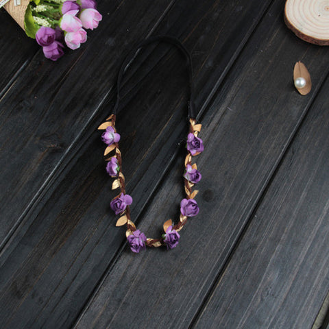 New Fashion Lovely Girl Boy Rose Flower Wreath Gold Crown Headband Floral Garlands Hairband Headdress Hair Accessories