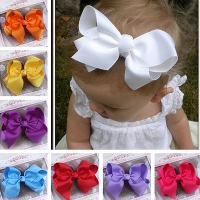 Hot Sale Grosgrain Ribbon Bow Hair Clip Pin Flower  Headdress Accessories Orange Pink Green Yellow White Black