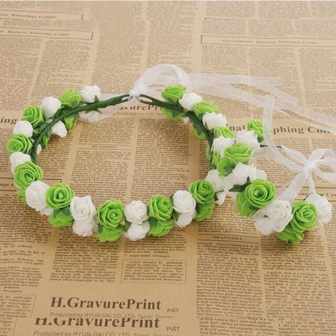 Handmade party festival foam floral hair accessories artificial flower women girl wedding wreath crown garland handwrist sets