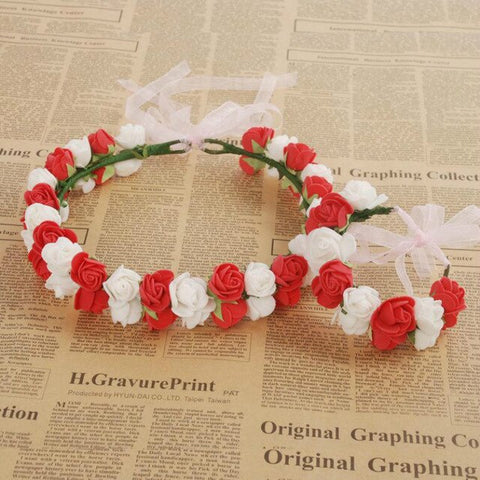 Handmade party festival foam floral hair accessories artificial flower women girl wedding wreath crown garland handwrist sets