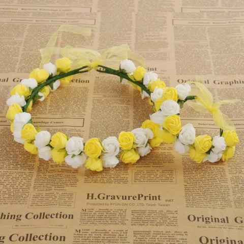 Handmade party festival foam floral hair accessories artificial flower women girl wedding wreath crown garland handwrist sets