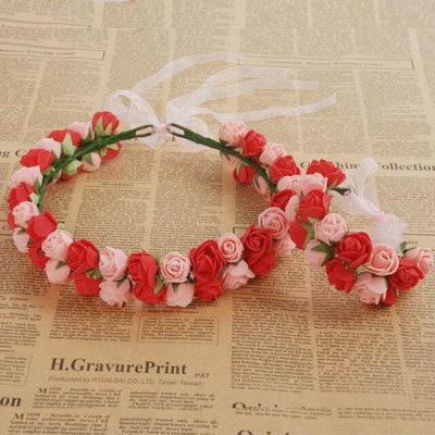 Handmade party festival foam floral hair accessories artificial flower women girl wedding wreath crown garland handwrist sets