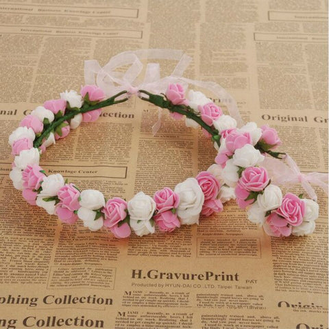 Handmade party festival foam floral hair accessories artificial flower women girl wedding wreath crown garland handwrist sets