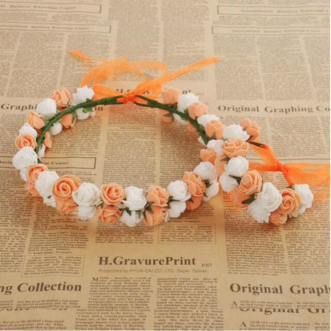 Handmade party festival foam floral hair accessories artificial flower women girl wedding wreath crown garland handwrist sets