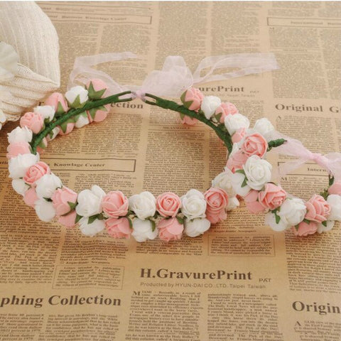 Handmade party festival foam floral hair accessories artificial flower women girl wedding wreath crown garland handwrist sets