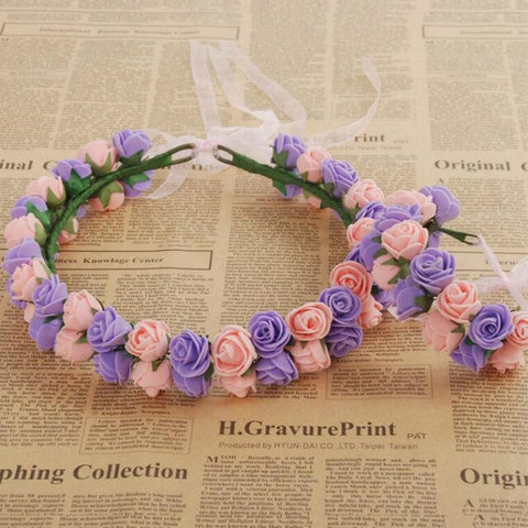 Handmade party festival foam floral hair accessories artificial flower women girl wedding wreath crown garland handwrist sets