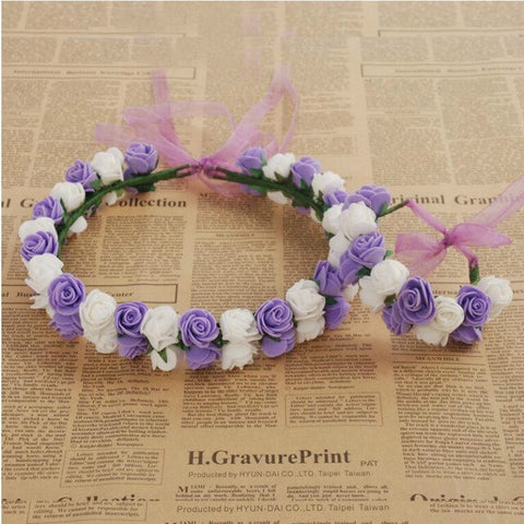 Handmade party festival foam floral hair accessories artificial flower women girl wedding wreath crown garland handwrist sets