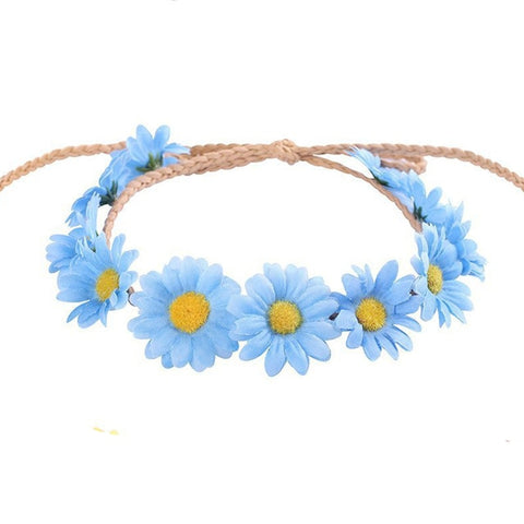 Haimeikang Girls Headbands Sun Flower Crown Hair Band for Bridal Wedding Headwear Daisy Floral Hat Cap Accessories