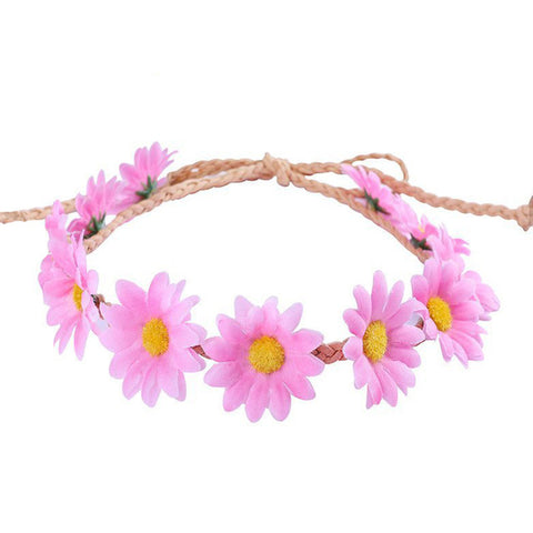 Haimeikang Girls Headbands Sun Flower Crown Hair Band for Bridal Wedding Headwear Daisy Floral Hat Cap Accessories