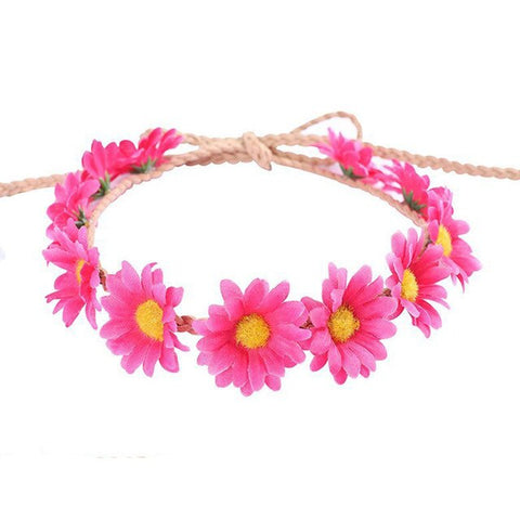 Haimeikang Girls Headbands Sun Flower Crown Hair Band for Bridal Wedding Headwear Daisy Floral Hat Cap Accessories