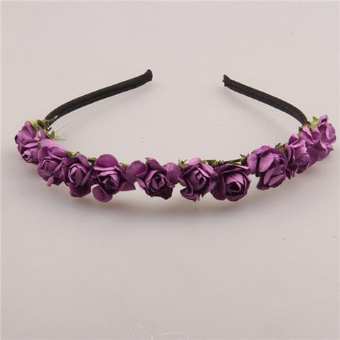 AWAYTR Cute Rose Flower Crown Festival Headband Headwear Wedding Garland Floral Hairband Accessories