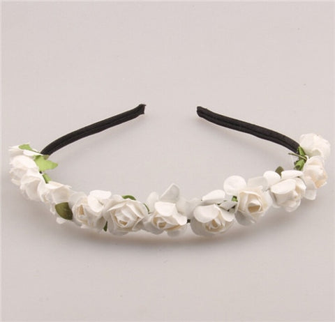 AWAYTR Cute Rose Flower Crown Festival Headband Headwear Wedding Garland Floral Hairband Accessories